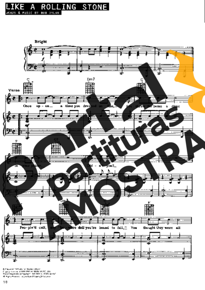 Bob Dylan  partitura para Piano