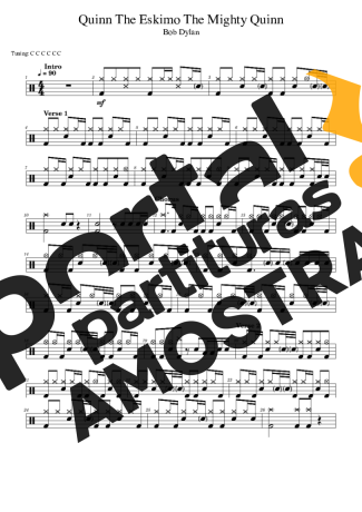Bob Dylan Quinn The Eskimo The Mighty Quinn partitura para Bateria