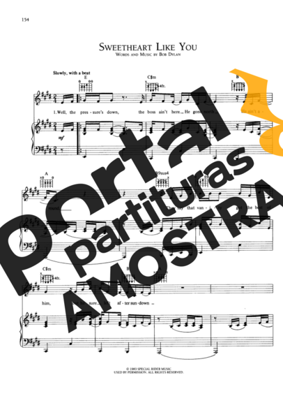Bob Dylan Sweetheart Like You partitura para Piano