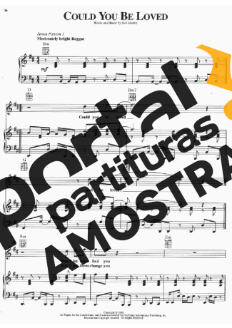 Bob Marley  partitura para Piano