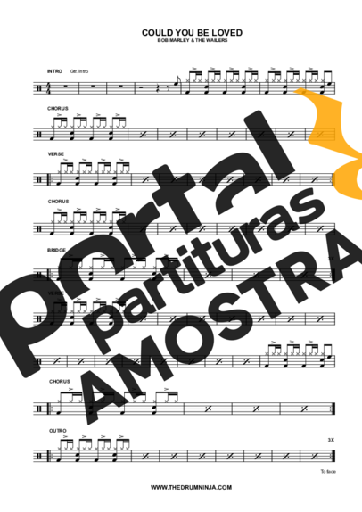 Bob Marley  partitura para Bateria