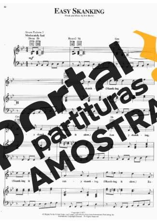 Bob Marley Easy Skanking partitura para Piano