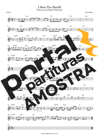 Bob Marley  partitura para Teclado