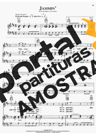 Bob Marley Jammin partitura para Piano