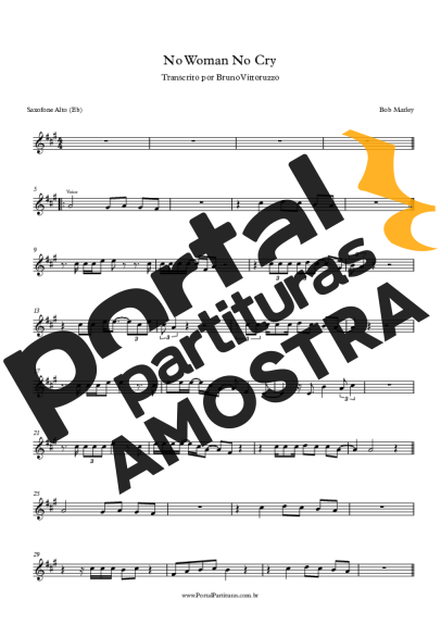 Bob Marley No Woman No Cry partitura para Saxofone Alto (Eb)