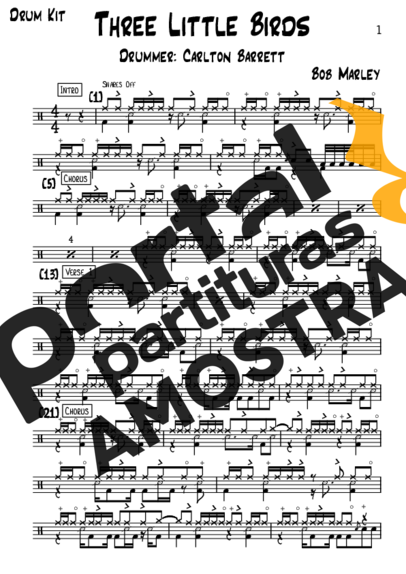 Bob Marley  partitura para Bateria