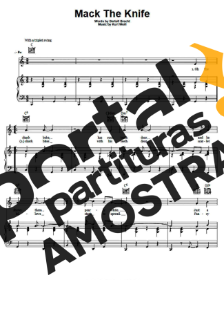 Bobby Darin Mack The Knife partitura para Piano