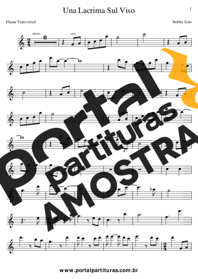 Bobby Solo Una Lacrima Sul Viso partitura para Flauta Transversal
