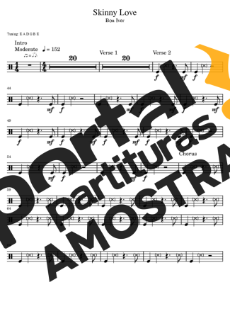 Bon Iver Skinny Love partitura para Bateria