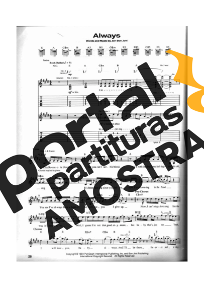Bon Jovi  partitura para Guitarra