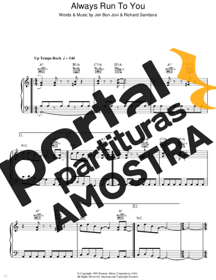 Bon Jovi Always Run To You partitura para Piano