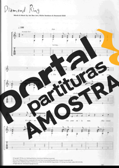 Bon Jovi Diamond Ring partitura para Guitarra