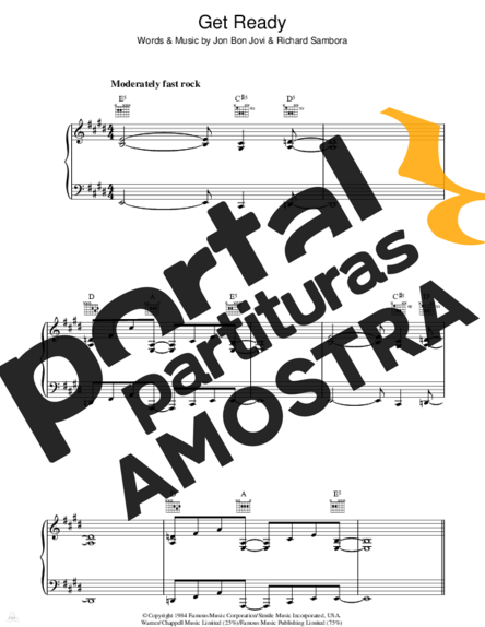 Bon Jovi Get Ready partitura para Piano