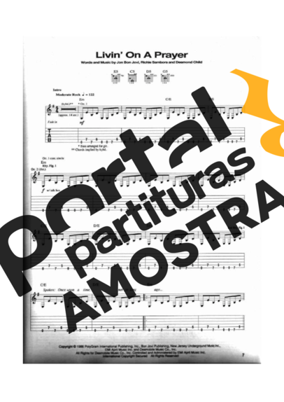 Bon Jovi  partitura para Guitarra