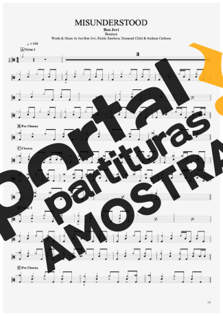 Bon Jovi  partitura para Bateria