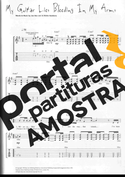 Bon Jovi My Guitar Lies Bleeding In My Arms partitura para Guitarra