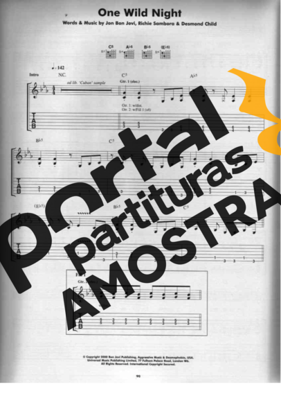 Bon Jovi  partitura para Guitarra