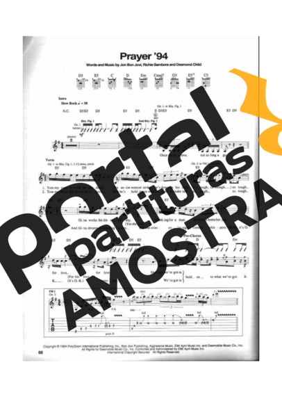 Bon Jovi  partitura para Guitarra