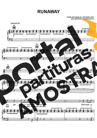 Bon Jovi Runaway partitura para Piano