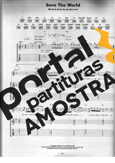 Bon Jovi  partitura para Guitarra