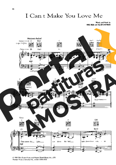 Bonnie Raitt I Can´t Make You Love Me partitura para Piano