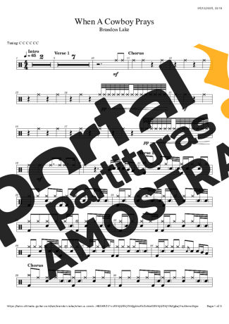 Brandon Lake When A Cowboy Prays partitura para Bateria