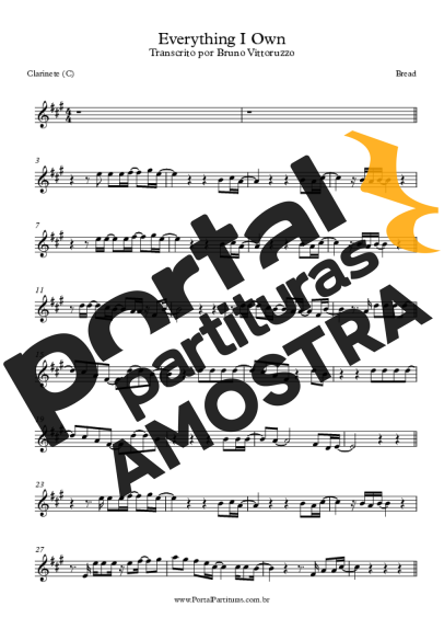 Bread Everything I Own partitura para Clarinete (C)