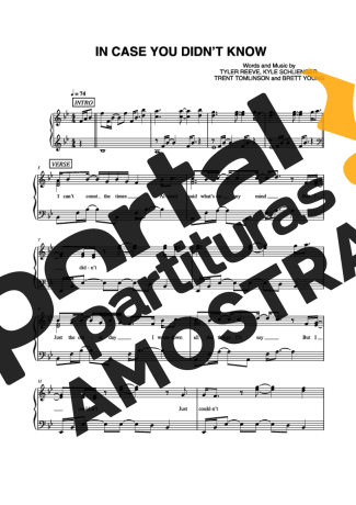 Brett Young In Case You Didnt Know partitura para Piano