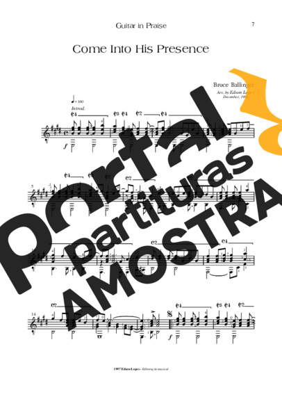 Bruce Ballinger Come Into His Presence partitura para Violão