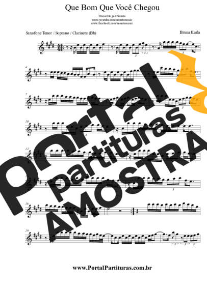 Bruna Karla  partitura para Saxofone Tenor Soprano (Bb)