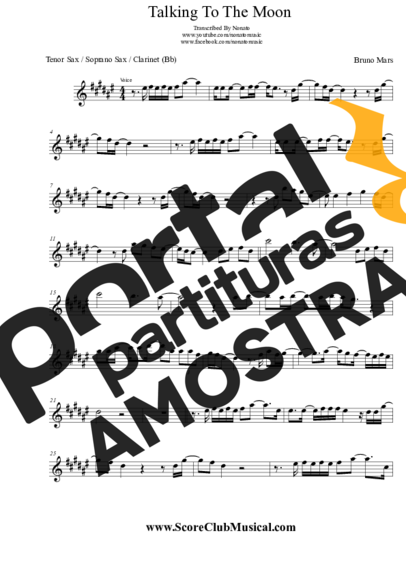 Bruno Mars  partitura para Saxofone Tenor Soprano (Bb)