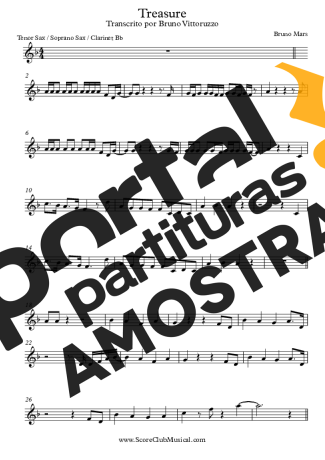 Bruno Mars Treasure partitura para Clarinete (Bb)