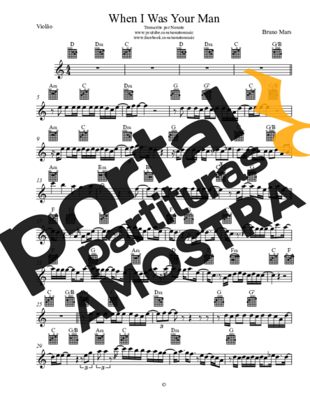 Bruno Mars When I Was Your Man partitura para Violão