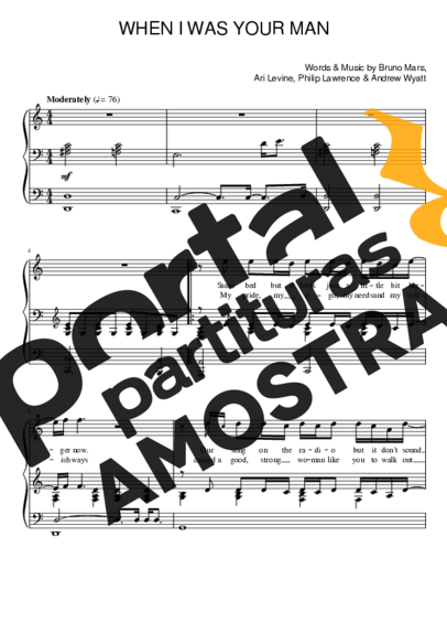 Bruno Mars  partitura para Piano