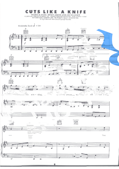 Bryan Adams Cuts Like A Knife partitura para Piano