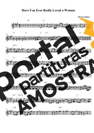 Bryan Adams Have You Ever Really Loved A Woman partitura para Clarinete (Bb)