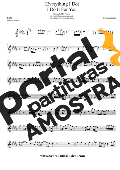 Bryan Adams I Do It For You (Everything I Do) partitura para Flauta Transversal
