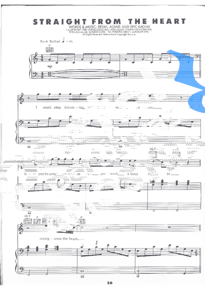Bryan Adams  partitura para Piano