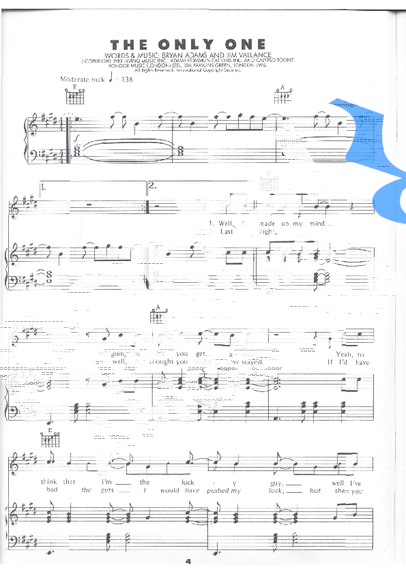 Bryan Adams  partitura para Piano