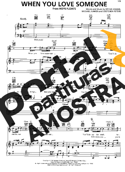 Bryan Adams When You Love Someone partitura para Piano
