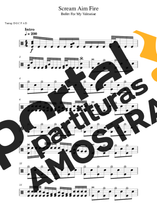 Bullet For My Valentine Scream Aim Fire partitura para Bateria
