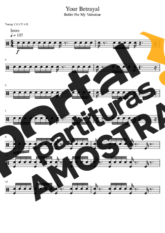 Bullet For My Valentine  partitura para Bateria