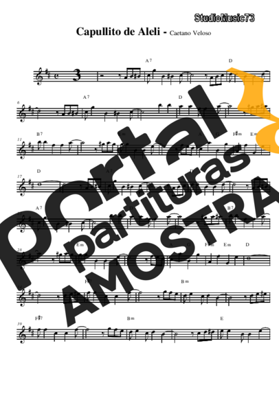 Caetano Veloso Capullito de Alelí (Novela Kubanacan) partitura para Saxofone Alto (Eb)
