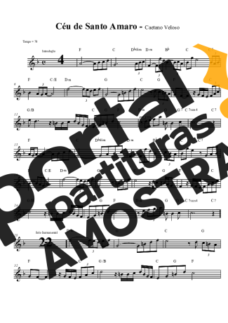 Caetano Veloso Céu De Santo Amaro partitura para Clarinete (Bb)