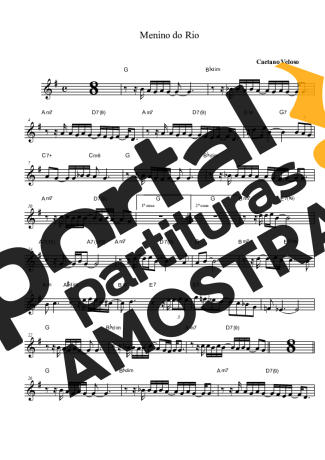 Caetano Veloso Menino Do Rio partitura para Clarinete (Bb)