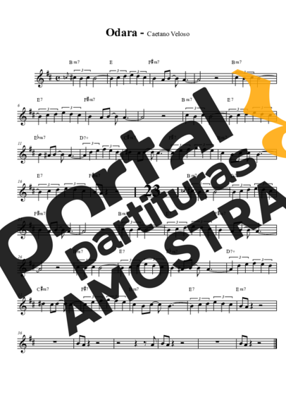 Caetano Veloso Odara partitura para Saxofone Tenor Soprano (Bb)