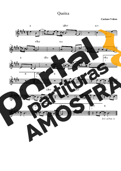 Caetano Veloso  partitura para Saxofone Tenor Soprano (Bb)