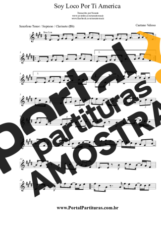 Caetano Veloso  partitura para Clarinete (Bb)