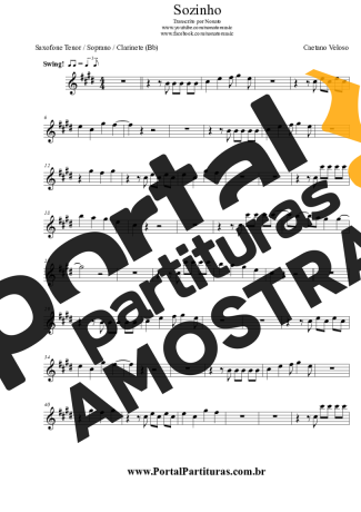 Caetano Veloso Sozinho partitura para Clarinete (Bb)