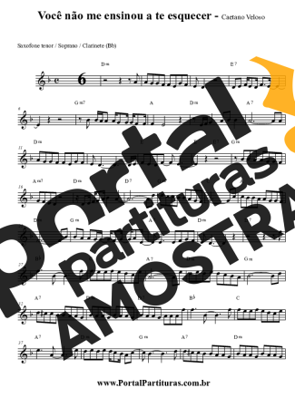 Caetano Veloso Você Não Me Ensinou A Te Esquecer partitura para Clarinete (Bb)